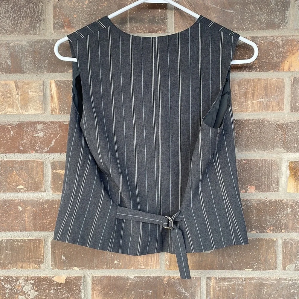 NY & Co Gray Pinstripe Button Down Vest Size 6
